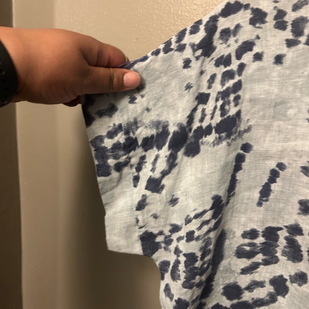 Bellambra shirt - 100% linen blue tie dye short sleeve boxy cut - Picture 6 of 9